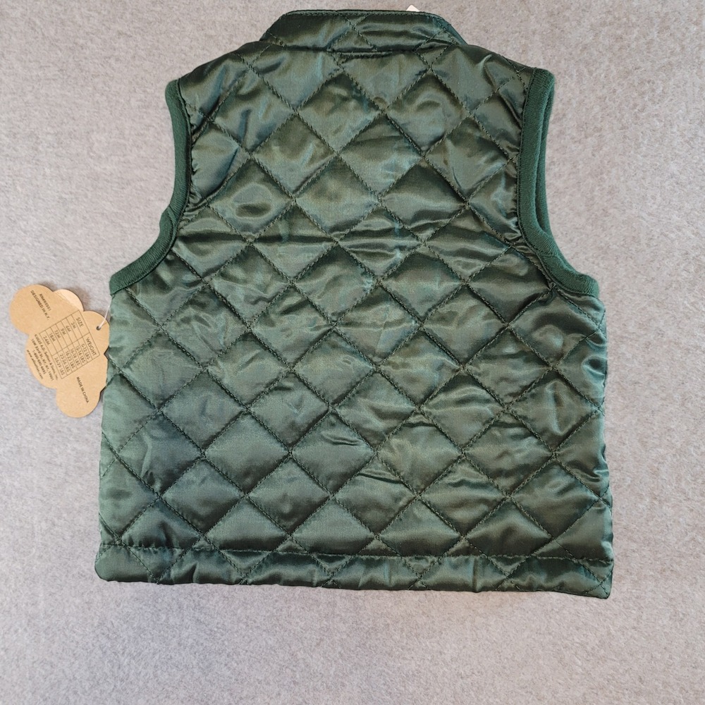 Baby Essentials Hunter Green Quilted Puffer Vest Infant 12M Snap Front Outerwear - Picture 7 of 8